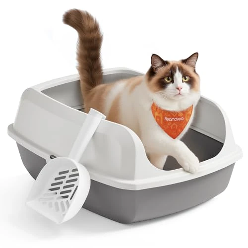 Offre limitée : Feandrea Bac à Litière pour Chat, Parois Hautes, XXL, Ouvert sur Le Dessus, avec Pelle, pour Chatons et Grands Chats, Blanc Nuage PPT010W101 de 29.99 € à 29.99 € (0.00% de remise)