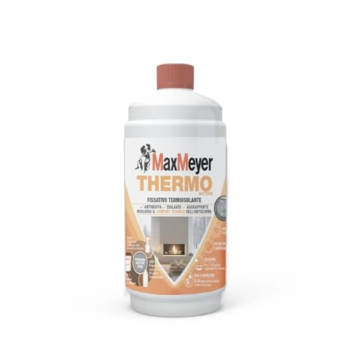 Offerta a tempo: MAXMEYER Thermo Active Fissativo Termoisolante per Interni, Fondo per Pittura Termica Antimuffa A+, Trasparente, 1 Litro - 37% da 20.90 € a 13.20 €