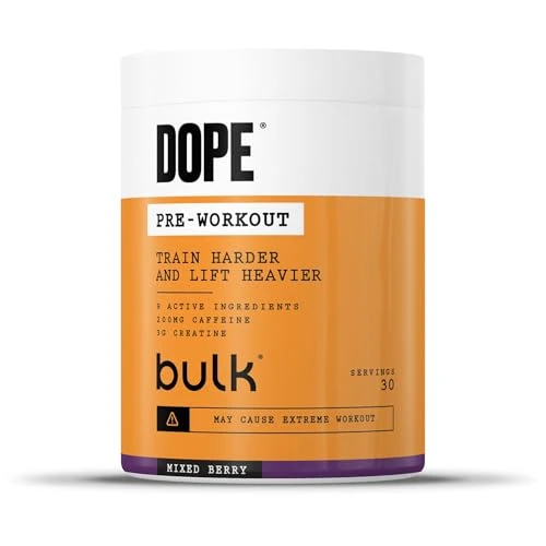 Offerta a tempo: Bulk Polvere Pre-Workout Dope | Frutti di Bosco | 3 g di creatina per porzione | 200 mg di caffeina | Citrullina malato e arginina AKG | Beta-alanina | Energia, concentrazione e prestazioni | 510 g - 34% da 34.99 € a 22.99 €