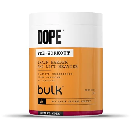 Offerta a tempo: Bulk Polvere Pre-Workout Dope | Cola alla Ciliegia | 3 g di creatina per porzione | 200 mg di caffeina | Citrullina malato e arginina AKG | Beta-alanina | Energia, concentrazione e prestazioni | 510 g - 34% da 34.99 € a 22.99 €