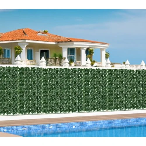 Offerta a tempo: Home Tresor Siepe Finta Artificiale Rotolo Rete Frangivista Sintetica Ornamentale Verde 1,5 x 5 mt Foglie Edera Balcone Terrazzo Giardino Coprente - 150x500 cm - 0.00% da 46.70 € a 46.70 €