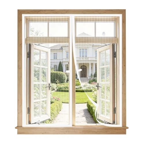 Offerta a tempo: BUIRTLY Zanzariera Magnetica per Finestre 90x120 cm - Tenda Antizanzare con Chiusura Automatica a Calamite - Rete Fine Anti Insetti Facile da Installare per Finestre, Balcone e Cucina - Bianco - 11% da 22.69 € a 20.12 €