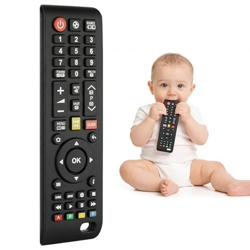 Offerta a tempo: DiULi Dentizione Sollievo Dentiera Giocattoli per Bambini 3 6 12 Mesi Regali, Telecomando in Silicone Giochi Neonato da Bagno per Bambini, Giocattoli Sensoriali di Qualità Alimentare, Nero-A - 17% da 11.99 € a 9.99 €