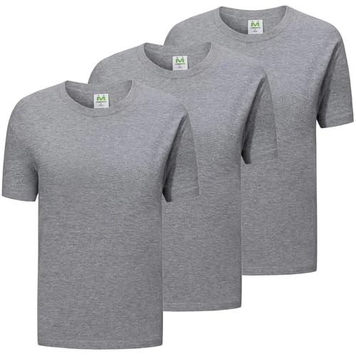 3er-Pack, T-Shirt mit kurzen Ärmeln, 100% Baumwolle, 3-TS135, grau, M