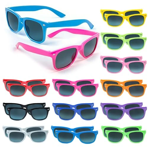 Oferta limitada: Ovneele 24 Pack Gafas de sol Colores neón，24 unidades para niños, regalos de fiesta, para hombres y mujeres, ideales para verano, playa, piscina, cumpleaños y actividades al aire libre de 23.99 € a 13.29 € (ahorro 45%)