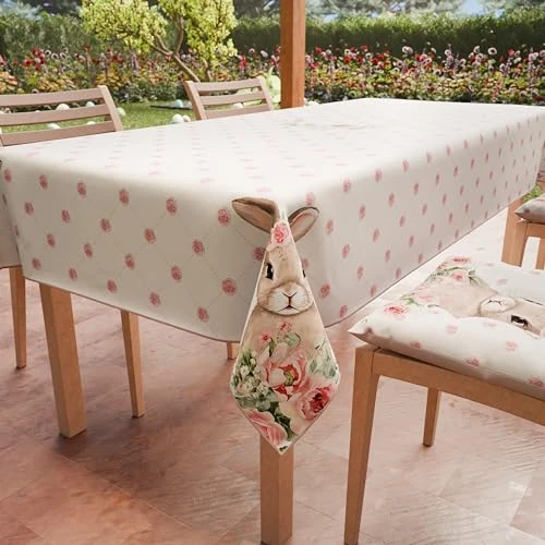 Offerta a tempo: PETTI Artigiani Italiani - Tovaglia Pasqua Antimacchia Rettangolare Copritavolo Pasquale Cucina Disegno Pink Rabbit X 14 Posti (140x300 cm) 100% Made in Italy - 19% da 34.90 € a 28.27 €