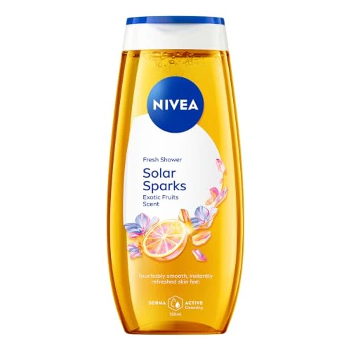 Offerta a tempo: NIVEA Gel Doccia Solar Sparks Limited Edition 250 ml, Bagnoschiuma detergente corpo con fragranza di Frutti Esotici, Docciaschiuma con Vitamine C & E, Rinfresca e idrata, Tutti i tipi di pelle - 10% da 4.10 € a 3.70 €