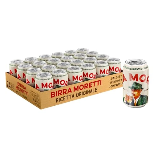 Offerta a tempo: Birra Moretti Ricetta Originale, Cassa con 24 lattine da 33cl, Birra Lager a Bassa Fermentazione, Gusto Delicato ed Equilibrato, Gradazione 4,6% Vol - 26% da 22.68 € a 16.68 €
