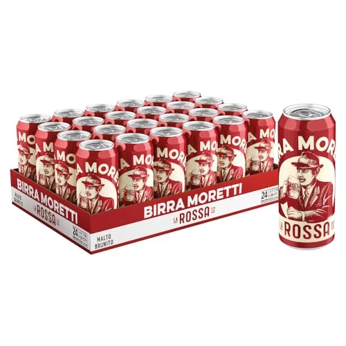 Offerta a tempo: Birra Moretti La Rossa, Cassa con 24 Lattine da 50cl, Birra Bock a Bassa Fermentazione, Gusto Morbido e Pieno con un Retrogusto di Caramello e Liquirizia, Gradazione 7,2% Vol - 26% da 45.36 € a 33.36 €