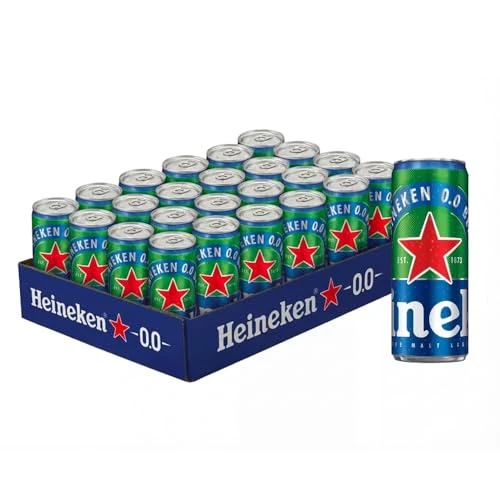 Offerta a tempo: Birra Heineken 0.0% Analcolica, Cassa con 24 Lattine da 33cl, Birra Lager Analcolica a Bassa Fermentazione, Gusto Bilanciato con Fresche Note Fruttate e Maltate, Corpo Morbido, Gradazione 0,0% Vol - 20% da 28.56 € a 22.85 €