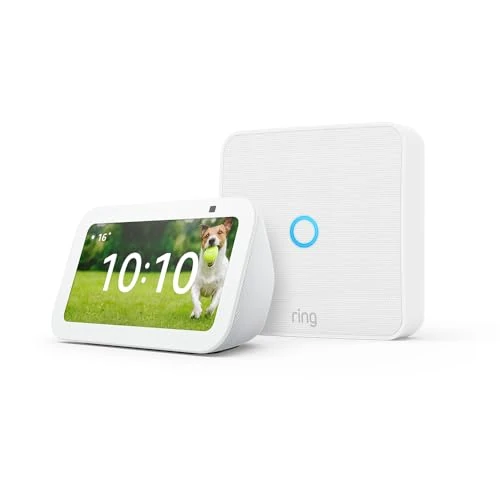 Offerta a tempo: Echo Show 5 (Ultimo modello) | Bianco + Ring Intercom Video (versione 2025, ultimo modello) - 60% da 209.98 € a 84.99 €