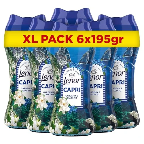Offerta a tempo: Lenor Profumatore Bucato Lavatrice, Perle Profumate, Capri, Maxi Formato 6 x 195g, Intensificatore Di Profumo - 40% da 41.99 € a 24.99 €
