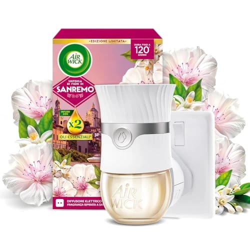 Offerta a tempo: Air Wick Diffusore Elettrico di Fragranza, Sinfonia di Fiori di Sanremo con Oli Essenziali, 1 Dispositivo + 1 Ricarica, Profumatore per Ambienti - 28% da 4.99 € a 3.60 €