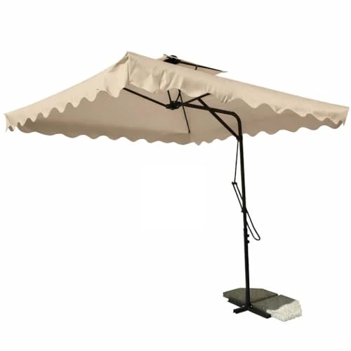 Parasol de jardin déentré 2,5 x 2,5 m – Poteau en métal avec fermeture à levier, base en croix et système air vent – Idéal pour piscine, terrasse et mobilier extérieur