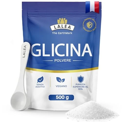 Offerta a tempo: LALEA Glicina Polvere 500g – Amminoacido Glicina Pura al 100% – Componente del Collagene – Vegano, Senza Additivi, Altamente Solubile – Supporta Sonno, Articolazioni e Pelle – 100 Dosi - 5% da 9.99 € a 9.49 €