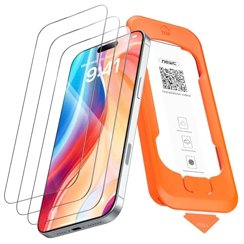 Tijdelijke aanbieding: NEW'C 3 Stuks, Gehard Glas Volledig Scherm voor iPhone 17 Pro Max 6,9 inches [Automatische Installatie], Zwarte Rand Gehard Glas Film Schermbeschermer, ultrabestendig van 11.89 € naar 10.11 € (15% korting)
