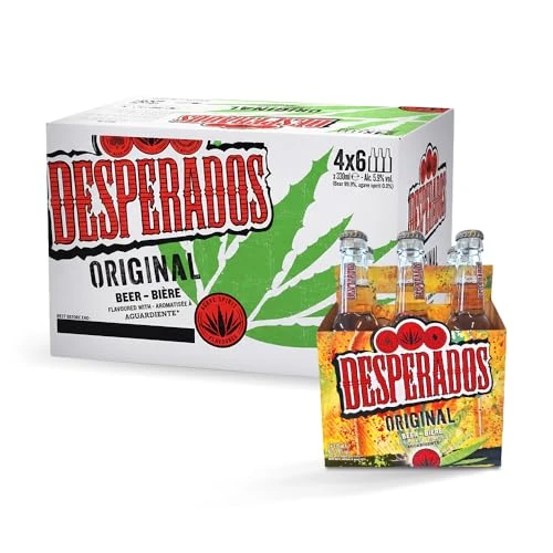 Offerta a tempo: Birra Desperados, Cassa con 24 Bottiglie da 33cl, Birra Lager a Bassa Fermentazione, Gusto Delicato e Fine, Gradazione 5,9% Vol - 43% da 49.20 € a 27.99 €