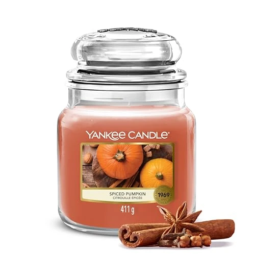 Offre limitée : Yankee Candle Bougie parfumée | Pot moyen Citrouille épicée | Bougies à longue durée de combustion : jusqu'à 75 heures | Cadeaux parfaits pour femmes de 29.99 € à 21.59 € (28% de remise)