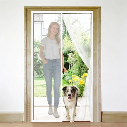 Offerta a tempo: Zanzariera Magnetica per Porta 105x250 cm Senza Foratura Maglia Fine, Tenda Magnetica per Porte Versione Aggiornata, Adatta a Balconi Camere Porte Scorrevoli, Diversi Spazi Bianca Varie Taglie - 5% da 27.49 € a 26.12 €