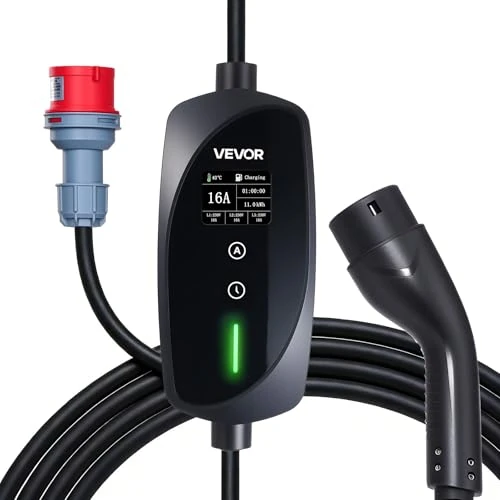 Offre limitée : VEVOR Chargeur Voiture Électrique 11 kW Borne de Recharge Véhicule Électrique Mobile 16 A avec Câble Recharge Type 2 8 m, Prise CEE 16 A Triphasé, Écran LCD, Courant Réglable, Boîtier de Commande IP66 de 175.99 € à 159.90 € (9% de remise)