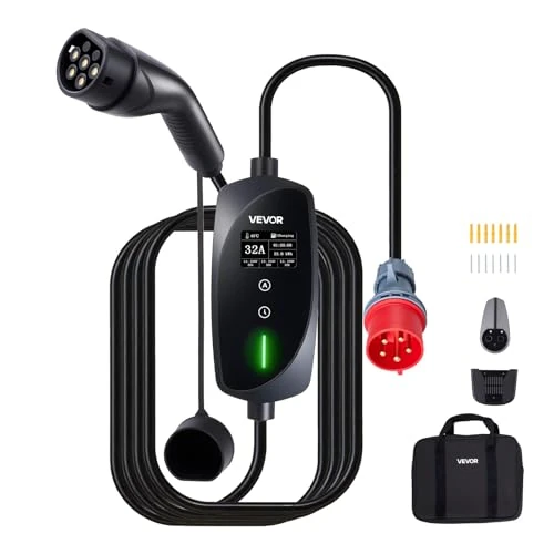 Offerta a tempo: VEVOR Caricabatterie Portatile 22 kW per Auto Elettriche Tipo 2, Colonnina Portatile Caricatore Stazione Ricarica per Veicoli Elettrici 32A Trifase Cavo di Ricarica 7 m Spina CEE32 Schermo LCD - 0.00% da 226.90 € a 226.90 €