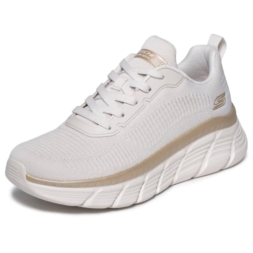 Zeitlich begrenztes Angebot: Skechers Damen Bobs B Flex Hi Flying Hi Turnschuhe, White/Gold Engineered Knit, 37.5 EU von 69.95 € auf 54.90 € (22% Rabatt)