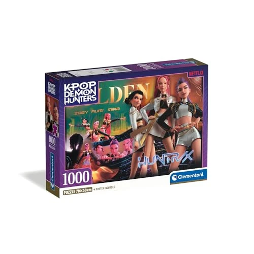 Offerta a tempo: Clementoni Puzzle 1000 Pezzi per Adulti e Ragazzi, Illustrazione con Tema KPop Demon Hunters, Idea Regalo, Made in Italy, 70x50 cm, Poster Incluso, 37126 - 22% da 13.90 € a 10.90 €