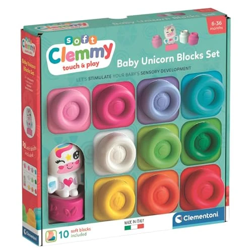Offerta a tempo: Clementoni Soft Clemmy - Baby Unicorn Blocks Set, 10 Mattoncini Morbidi per Bambini 6+ Mesi, Personaggio Fantasy, Lavabili e Atossici, Sviluppo Sensoriale e Manualità, Made in Italy, 17630 - 10% da 9.90 € a 8.90 €
