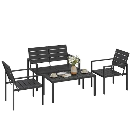 Offerta a tempo: Outsunny Set Salotto da Giardino 4 Pezzi Esterno Tavolino Nero - 0.00% da 181.95 € a 181.95 €