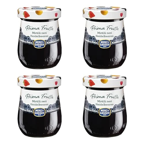 Offerta a tempo: Menz&Gasser, Confettura Extra di Mirtilli Neri Prima Frutta, Realizzata con Frutta di Alta Qualità IQF, Lavorata con Passione in Trentino-Südtirol, Naturalmente Senza Glutine, Vegan, 4 Vasi da 340 g - 0.00% da 11.89 € a 11.89 €