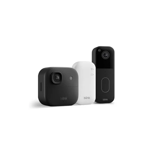 Cámara exterior 2K+ Blink + Videotimbre Blink adicional — cámara de seguridad inteligente inalámbrica, resolución de vídeo 2K, módulo de sincronización básico Incluido: sistema de 1 cámara, Negro