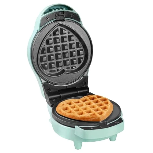 Offerta a tempo: Mini Piastra per Waffle 12,5 cm – Piastre Rotonde e a Cuore – Rivestimento Antiaderente – Manico Cool Touch – Spie Luminose – Macchina per Mini Waffle di Bruxelles - Blu - AMW500MD - 48% da 24.99 € a 12.99 €