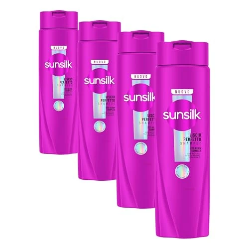 Offerta a tempo: Sunsilk, Shampoo Liscio Perfetto, Shampoo per Capelli Lisci e Disciplinati, Formula Arricchita con Liss-Align Complex con Biotina, Olio di Argan e Vitamina C, 250ml (Confezione da 4) - 37% da 11.96 € a 7.56 €