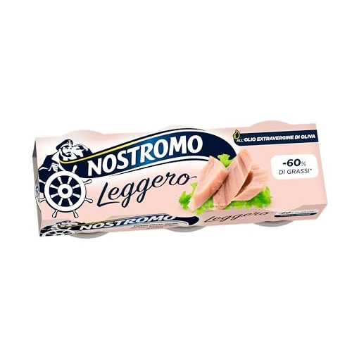 Offerta a tempo: Tonno Nostromo Leggero - 60% grassi all'olio extravergine di oliva - 3 lattine da 60gr. - 13% da 3.19 € a 2.79 €