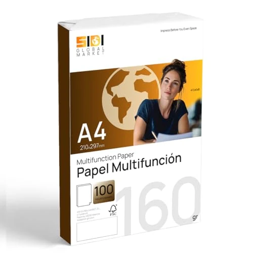Offerta a tempo: Fogli A4 160g, Carta per Stampante Laser e Inkjet, Carta Bianca per Stampare, Scrivere o Disegnare, Fogli DIN A4 210x297 mm Uso Professionale, Risma di Carta per Ufficio e Casa SIDI (160g, 100 fogli) - 38% da 15.95 € a 9.95 €