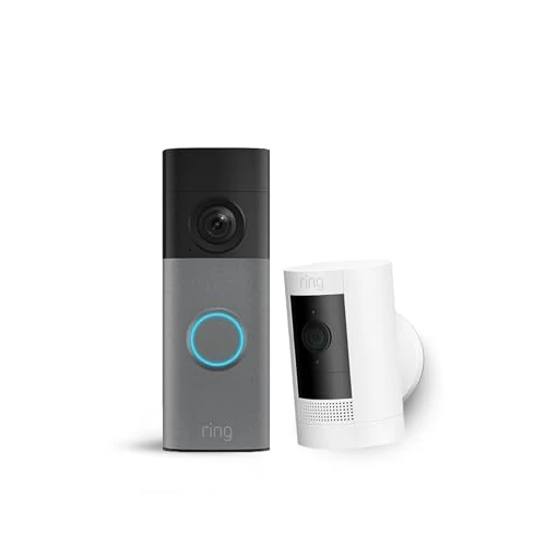 Offerta a tempo: Ring Kit Sicurezza: Videocitofono (Ultima Gen.) Retinal 2K & Zoom 6x + Telecamera Esterna Batteria (Stick Up Cam) 1080p | Wireless | Alexa | 30 giorni di prova gratuita dell'Abbonamento Ring - 61% da 179.98 € a 69.99 €