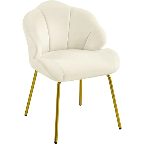 Offerta a tempo: Yaheetech Poltrona in Velluto Moderna con Schienale a Conchiglia Imbottita | Beige, Velluto Morbido, Design Conchiglia, Seduta Imbottita, Struttura Metallo Stabile, Per Soggiorno e Camera, Lettura - 13% da 79.99 € a 69.59 €