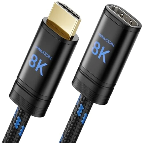 Offre limitée : deleyCON 1,5m 8K HDMI 2.1 Rallonge - pour TV, Moniteur, PS4, PS5, Xbox, Barre son Dolby Atmos EARC HDR10+ 48Gbps Prolongateur Coupleur Adaptateur - 8K@60Hz, 4K@120Hz/144Hz, 2K@240Hz de 5.10 € à 5.10 € (0.00% de remise)