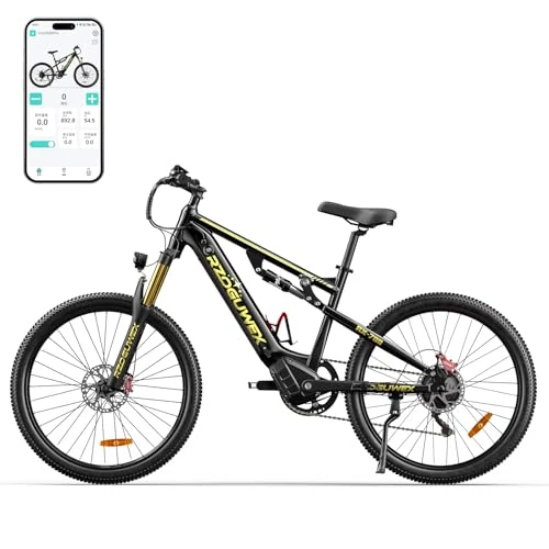 Offerta a tempo: RZOGUWEX Bicicletta elettrica, 26 pollici, 70 NM, fuoristrada, per adulti, con batteria agli ioni di litio rimovibile da 48 V 17,5 Ah, 7 velocità, con doppio ammortizzatore e freno a disco idraulico - 0.00% da 1099.00 € a 1099.00 €