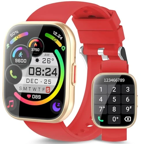 aycy Smartwatch Uomo Donna, 1,85'' Orologio Smartwatch con Effettua/Risposta Chiamate, 112 Modalità Sportive Fitness Tracker con Sonno/Cardiofrequenzimetro, IP68 Smart Watch per Android iOS, Rosso