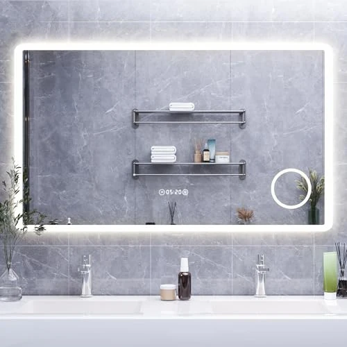 Offerta a tempo: HySail Specchio Bagno con Luce LED, Specchio in Argento HD 5 mm, 3 Temperature di Colore e Luminosità Regolabile, Specchio LED da Parete con Interruttore Touch, Anti-Appannamento - 0.00% da 209.99 € a 209.99 €
