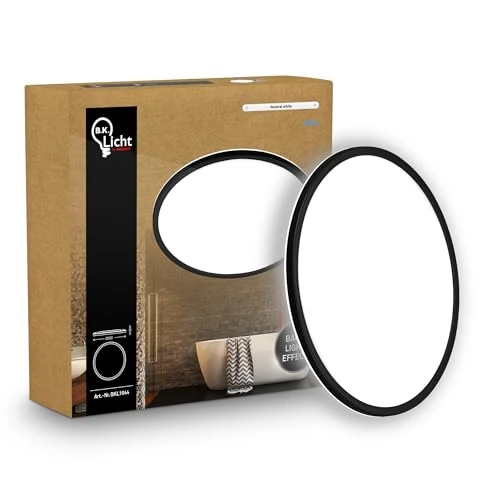 Zeitlich begrenztes Angebot: B.K.Licht - LED Deckenlampe mit indirektem Licht, Flach, Neutralweißes Licht, IP44, Panel, LED Lampe, Deckenleuchte, Badezimmer Lampe, Wohnzimmerlampe, Küchenlampe, 29x3cm, Schwarz von 19.99 € auf 19.99 € (0.00% Rabatt)