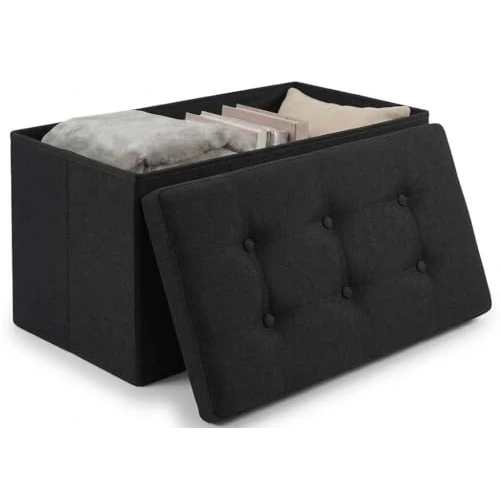 Limited-time offer: Edihome, Folding Storage Ottoman with Fabric Lid 38 x 76 x 38 cm – Storage Chest, Multifunctional Bench, Living Room Footrest, Dressing Table (Black) from 42.12 £ to 42.12 £ (save 0.0%)