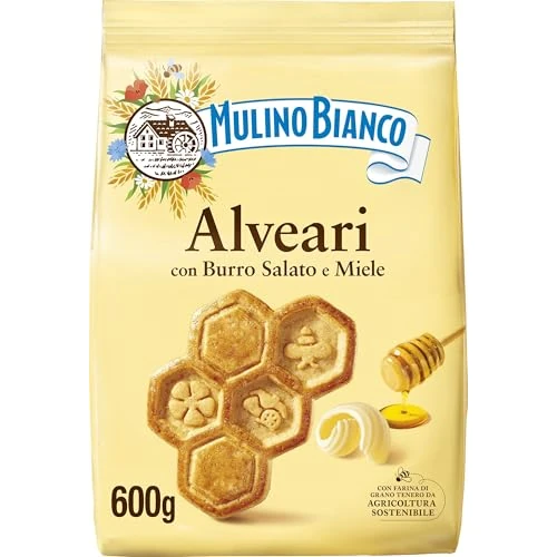Offerta a tempo: Mulino Bianco Biscotti Frollini Alveari con Burro Salato e Miele, Senza Olio di Palma, Colazione Ricca di Gusto, Confezione 600 g - 38% da 3.99 € a 2.49 €