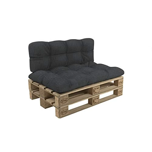 Offerta a tempo: POKAR Set di 2 Cuscini per Pallet: Seduta 120x60 + Schienale 120x60 cm | Cuscini Trapuntati per Bancali da Esterno e Divano da Giardino | Oeko-Tex | Prodotto nell'UE | Antracite - 28% da 75.99 € a 54.49 €