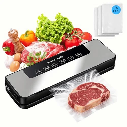 Offerta a tempo: Macchina Sottovuoto Alimenti, 5 In 1 Macchina Sottovuoto Professionale Vacuum Sealer，Macchina Sottovuoto Domestica Per Conservazione Fresca(10 Sacchetti a Vuoto) - 21% da 30.88 € a 24.34 €