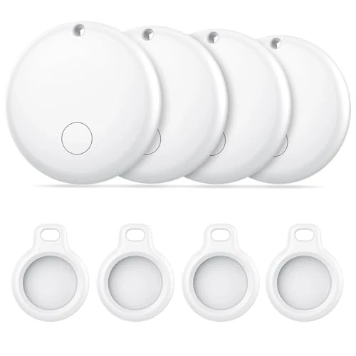 Android Smart Tag, Tracker con Google's Find Hub (Solo Android), IP68 Impermeabile, Bluetooth Localizzatore con Custodia Protettiva, Trova Oggetti per Chiavi/Bagagli/Portafogli, 4 Bianco