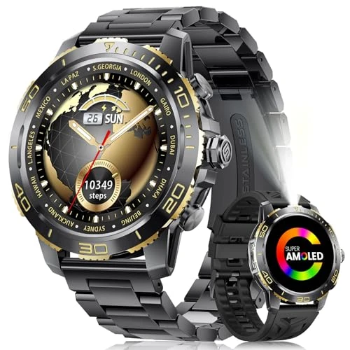 Offerta a tempo: CHOOSETIME Orologio Smartwatch Uomo con Chiamata e Risposta, Torcia/800mAh Batteria, 1.43'' AMOLED HD Lusso Smartwatch Uomo, 200+ Modalità Sportive, Sonno Cardiofrequenzimetro SpO2 per Android iOS - 50% da 59.99 € a 29.99 €