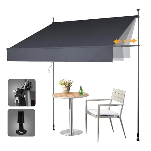 Offre limitée : HOMEDEMO Store de balcon avec manivelle réglable, sans perçage, protection solaire, résistant aux UV et réglable en hauteur, pour extérieur, terrasse, balcon, jardin, gris foncé, 150 x 125 à 150 cm de 142.99 € à 89.99 € (37.07% de remise)