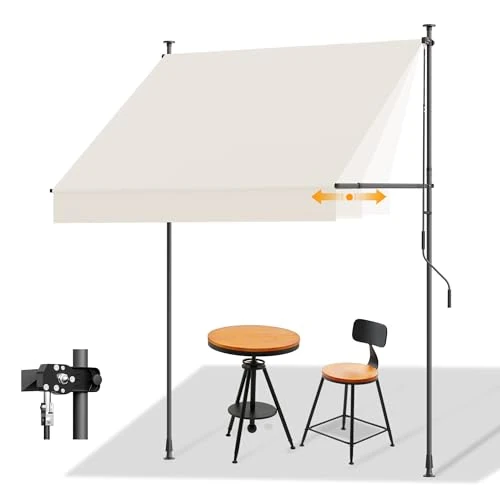 Offerta a tempo: HOMEDEMO Tenda da Sole a Morsetto con manovella regolabile, tende per esterno senza foratura, Altezza e Bracci Regolabile, Impermeabile e Anti-UV, per Balcone e Terrazzo, 250cm x (120-150) cm Beige - 0.00% da 104.99 € a 104.99 €